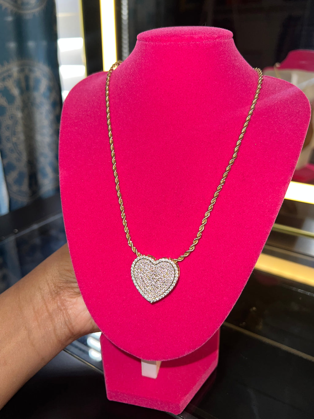 Bling heart rope chain