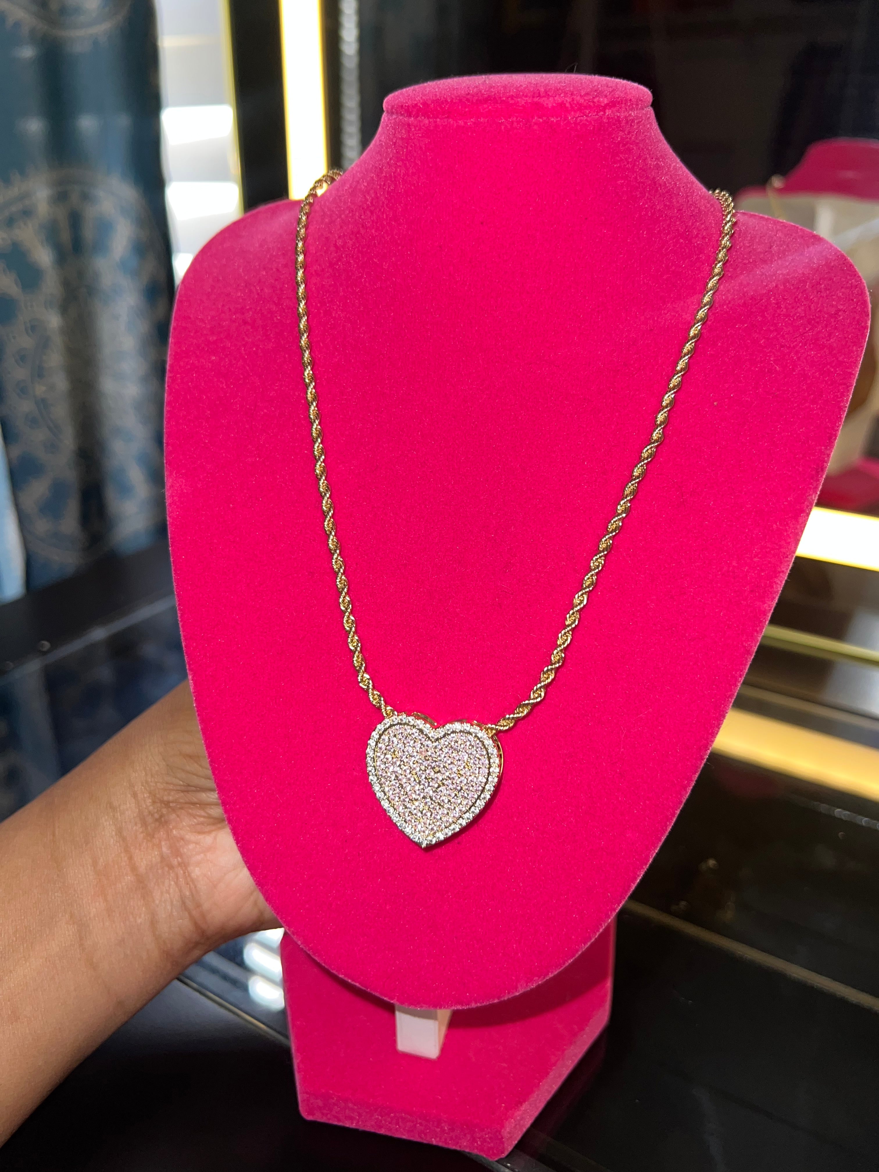 Bling heart rope chain