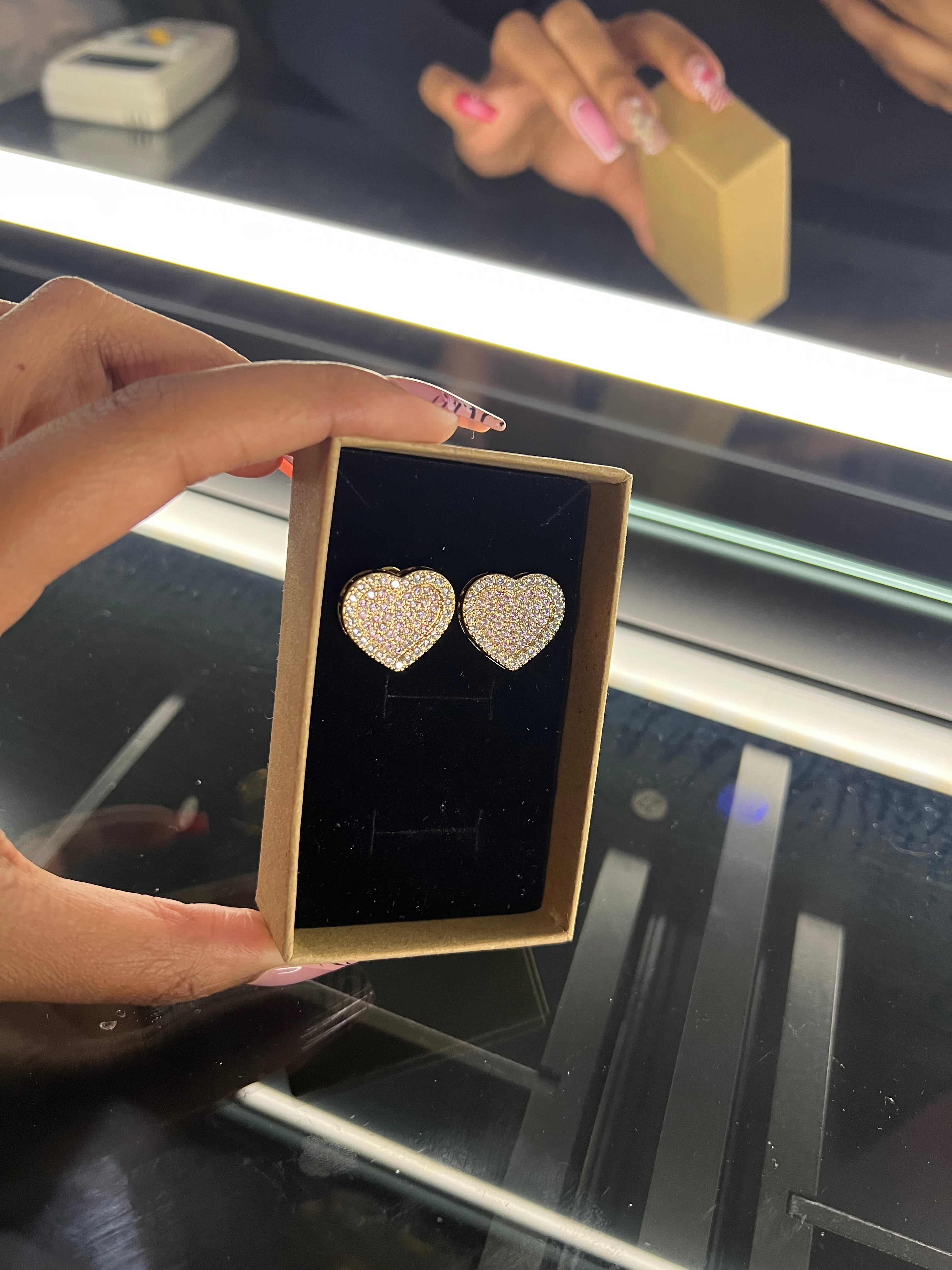 Pink Heart diamond earrings